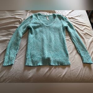 Aeropostale Mint Green V-Neck Knit Sweater